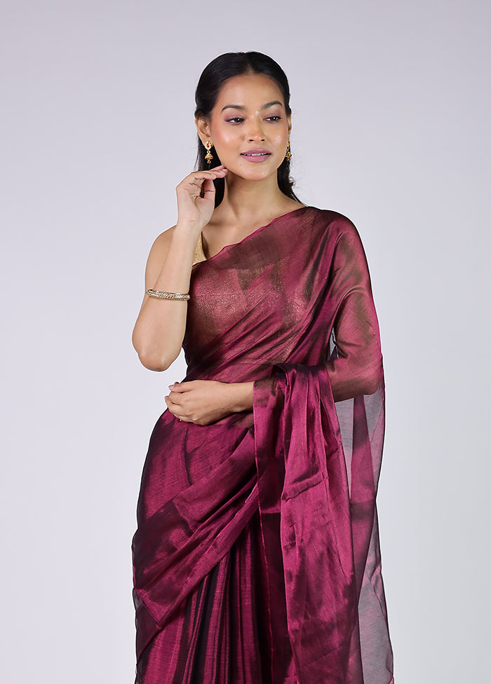 Purple Tissue Silk Saree With Blouse Piece