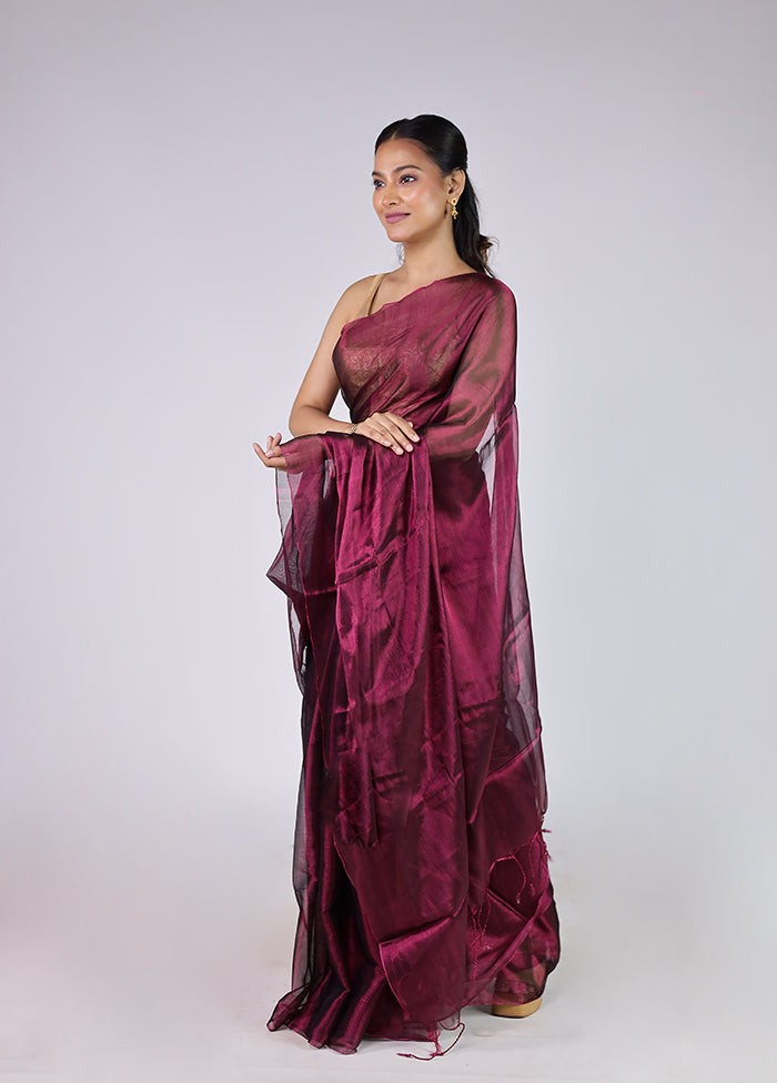 Purple Tissue Silk Saree With Blouse Piece