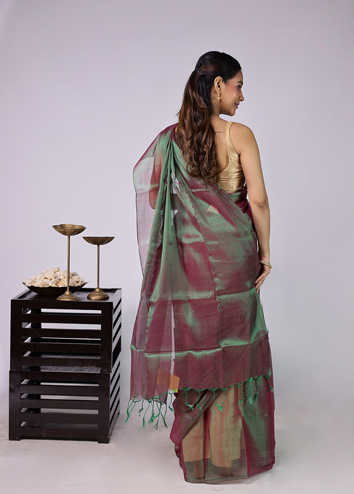 Green Tissue Silk Saree With Blouse Piece