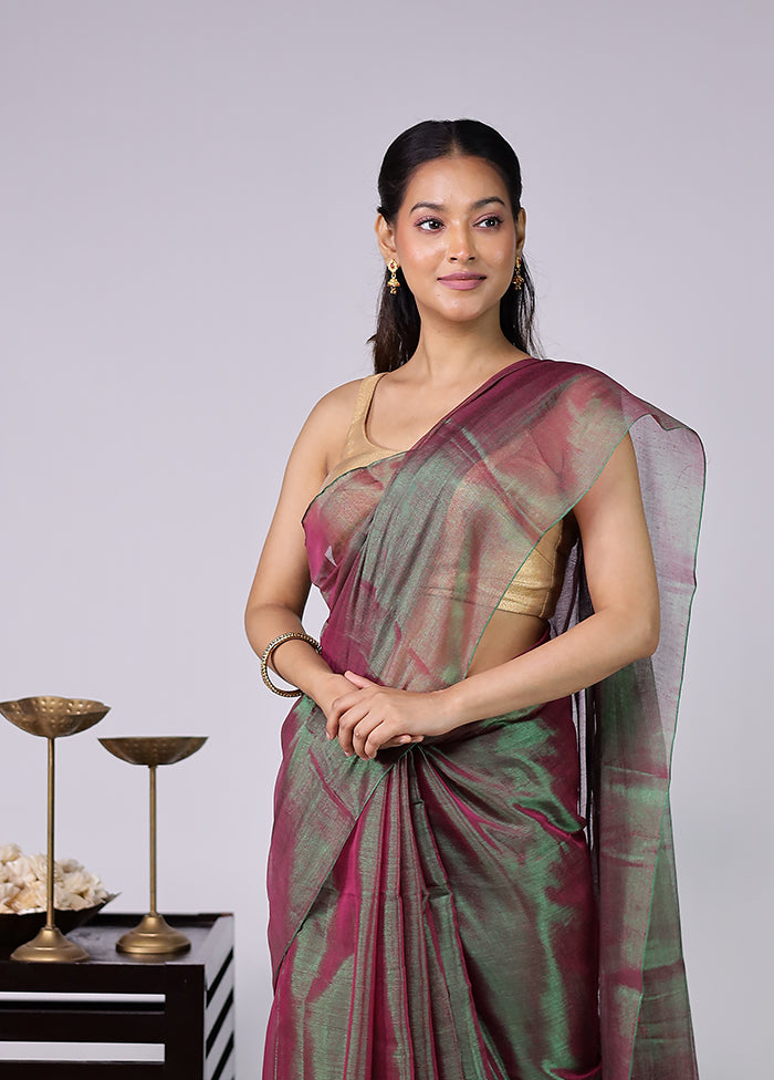 Green Tissue Silk Saree With Blouse Piece