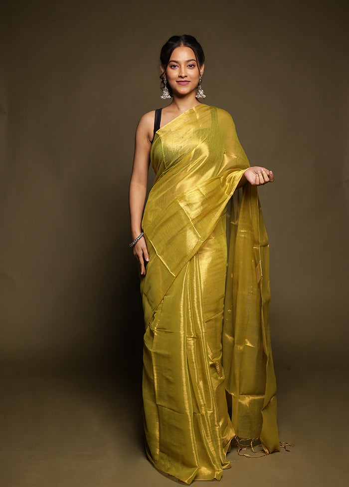 Green Tissue Silk Saree With Blouse Piece