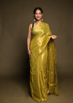 Green Tissue Silk Saree With Blouse Piece