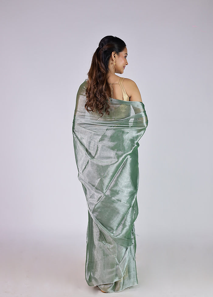Grey Tissue Silk Saree With Blouse Piece