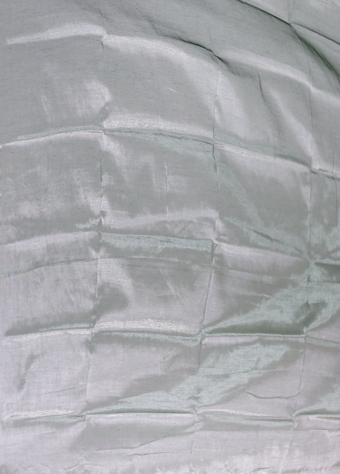 Grey Tissue Silk Saree With Blouse Piece
