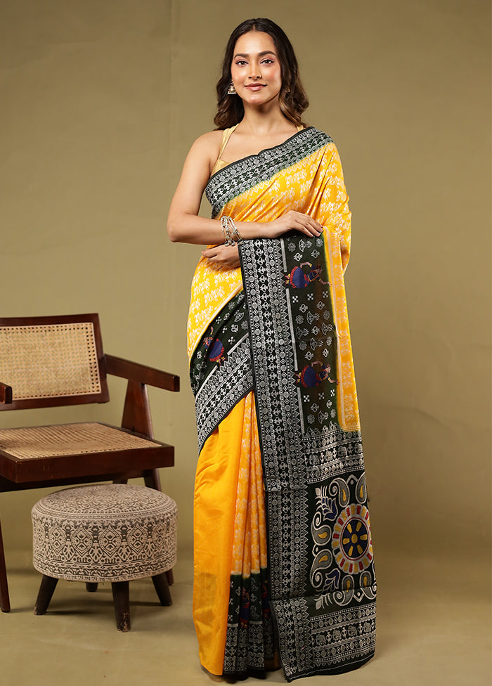 Yellow Dupion Silk Saree With Blouse Piece