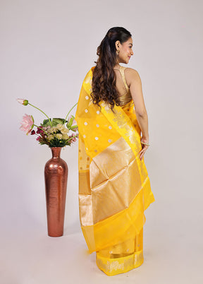 Yellow Organza Saree With Blouse Piece