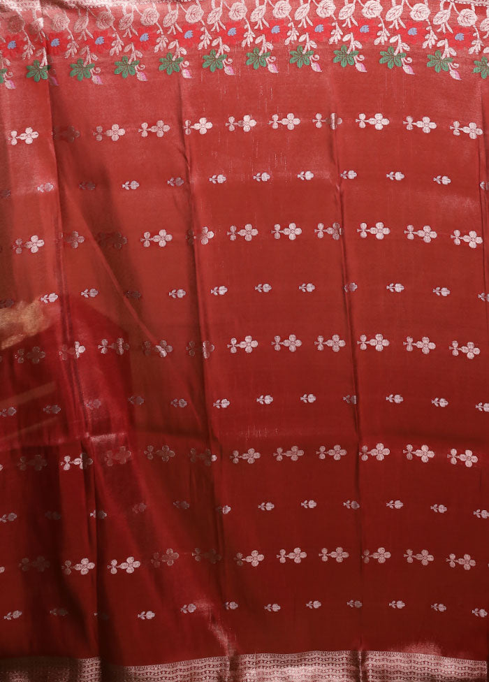 Rust Tissue Silk Saree With Blouse Piece