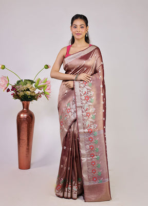 Grey Tissue Silk Saree With Blouse Piece