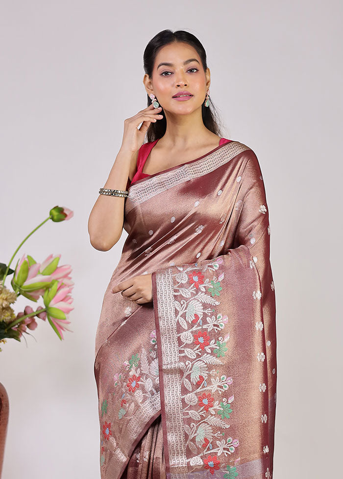 Grey Tissue Silk Saree With Blouse Piece