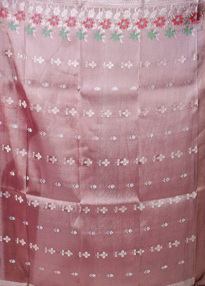 Grey Tissue Silk Saree With Blouse Piece