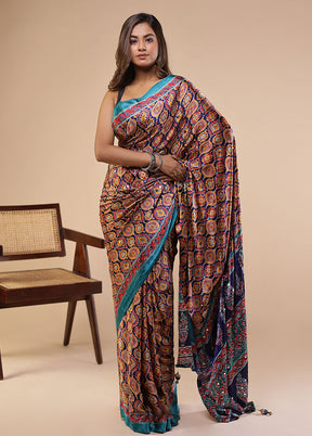 Blue Modal Silk Saree Without Blouse Piece