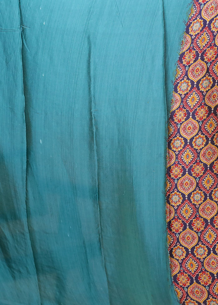 Blue Modal Silk Saree Without Blouse Piece