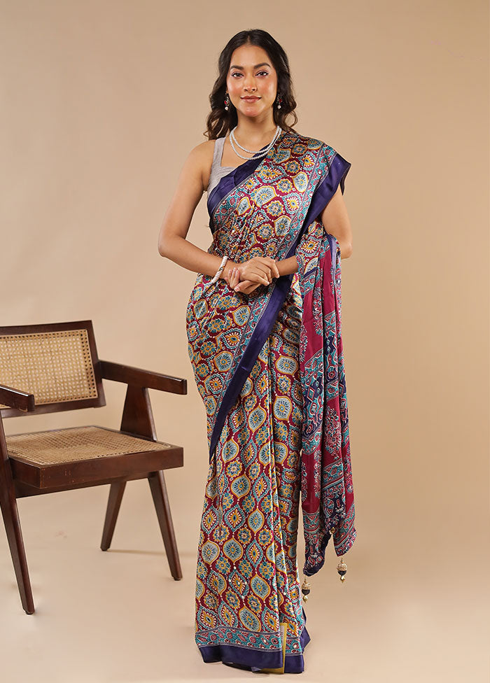Purple Modal Silk Saree Without Blouse Piece