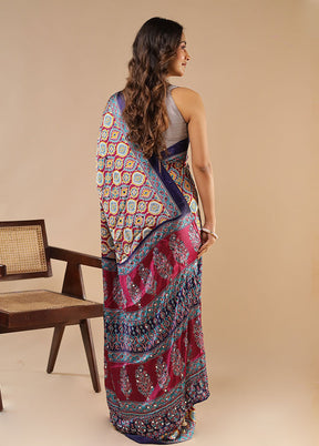 Purple Modal Silk Saree Without Blouse Piece