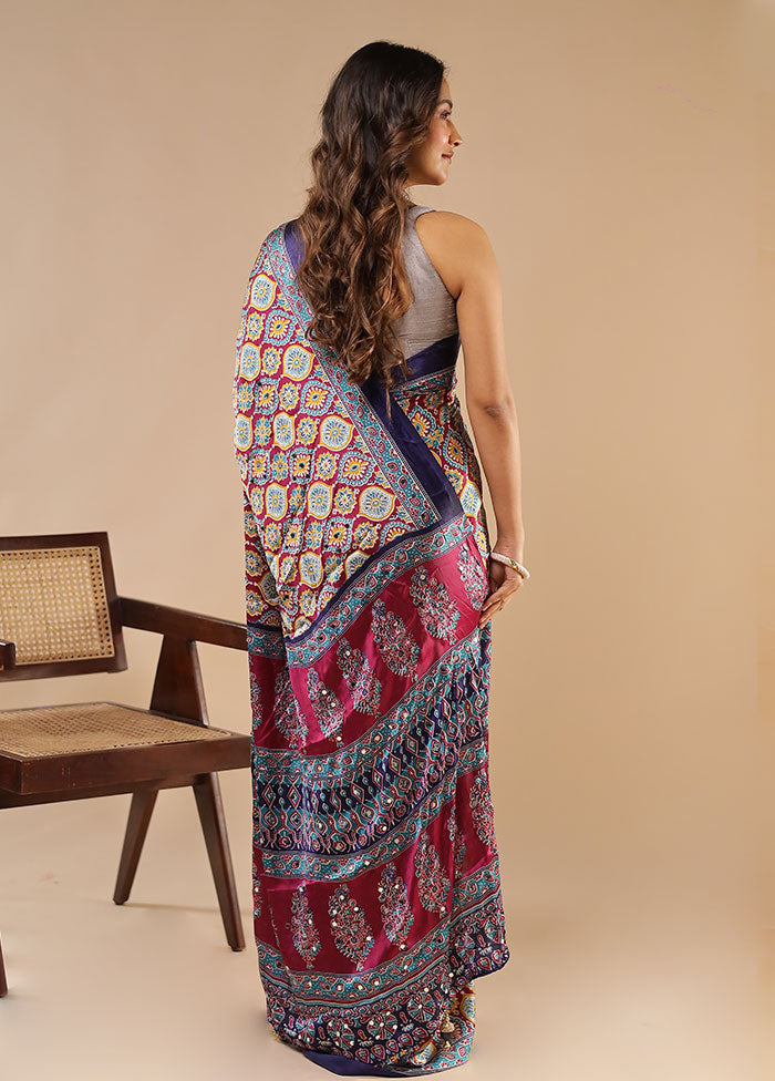 Purple Modal Silk Saree Without Blouse Piece