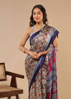 Purple Modal Silk Saree Without Blouse Piece