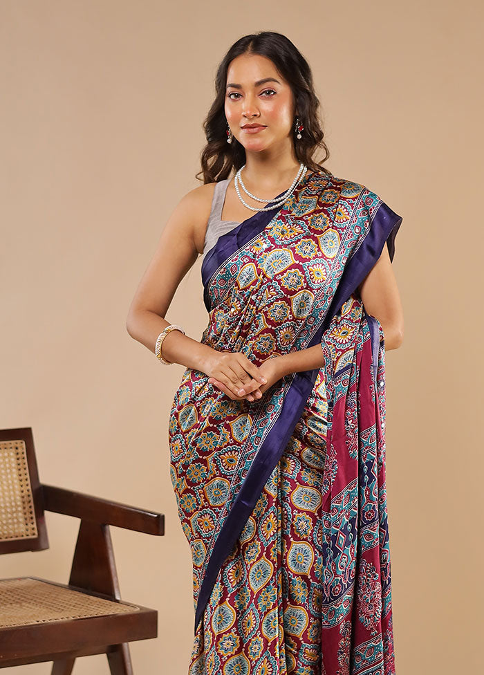 Purple Modal Silk Saree Without Blouse Piece