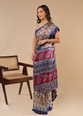 Purple Modal Silk Saree Without Blouse Piece