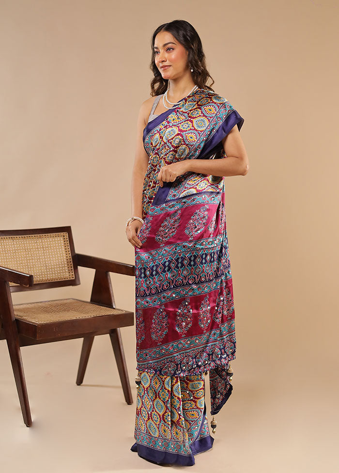 Purple Modal Silk Saree Without Blouse Piece