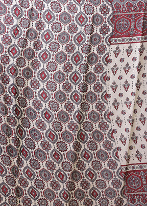 Cream Modal Silk Saree Without Blouse Piece