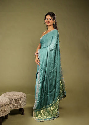 Green Printed Pure Silk Saree Without Blouse Piece