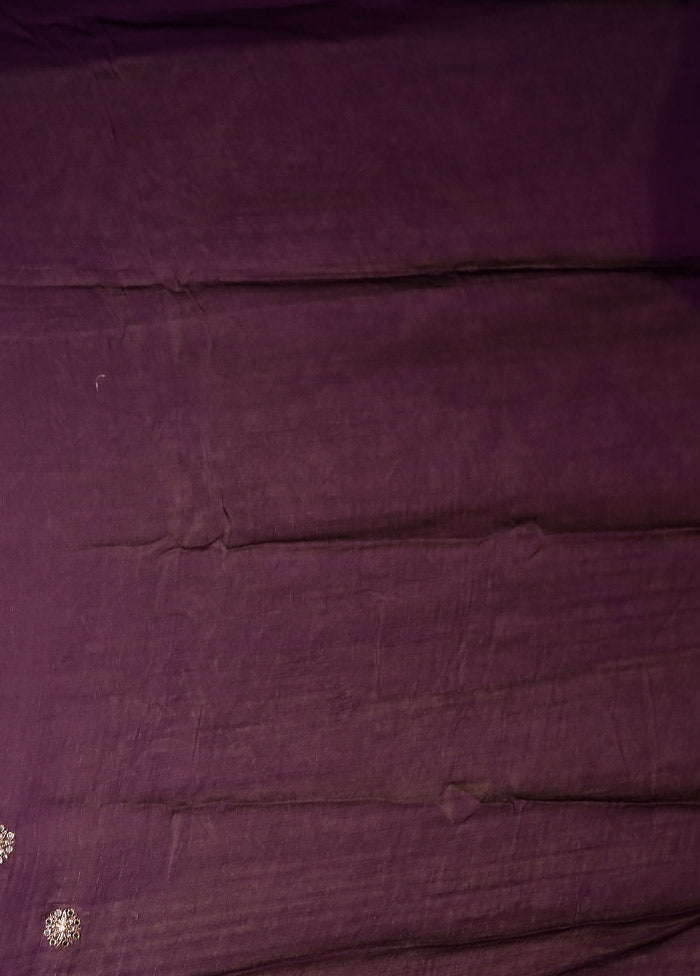 Purple Printed Pure Silk Saree Without Blouse Piece