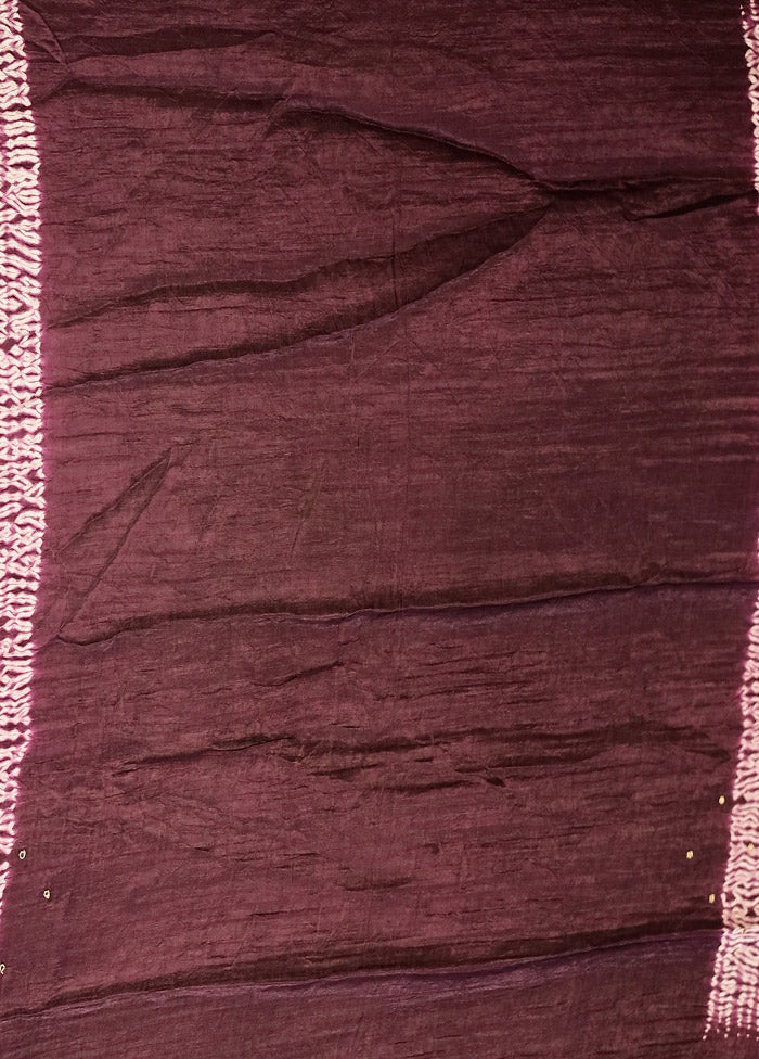 Purple Printed Pure Silk Saree Without Blouse Piece