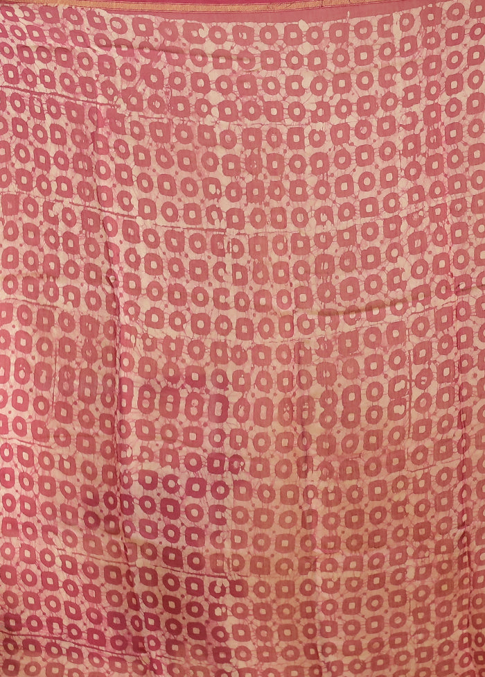 Pink Chanderi Silk Saree With Blouse Piece