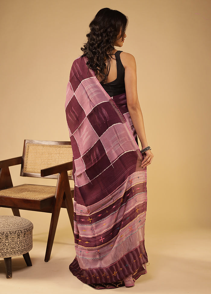 Purple Chanderi Silk Saree With Blouse Piece