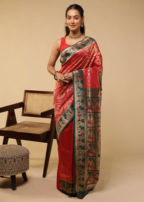Pink Baluchari Silk Saree With Blouse Piece