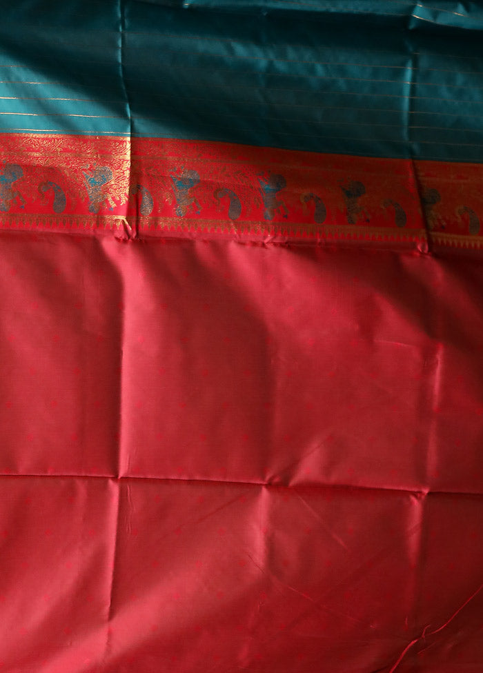 Green Baluchari Silk Saree With Blouse Piece