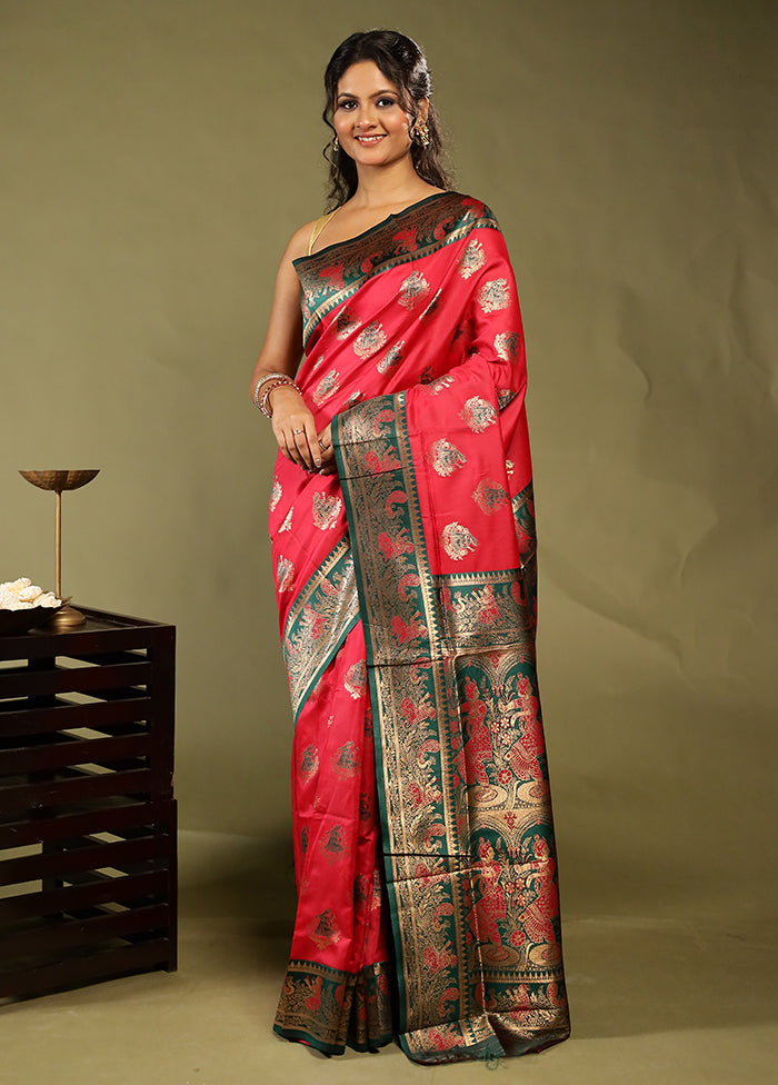 Pink Baluchari Silk Saree With Blouse Piece
