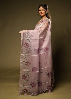 Purple Organza Saree With Blouse Piece
