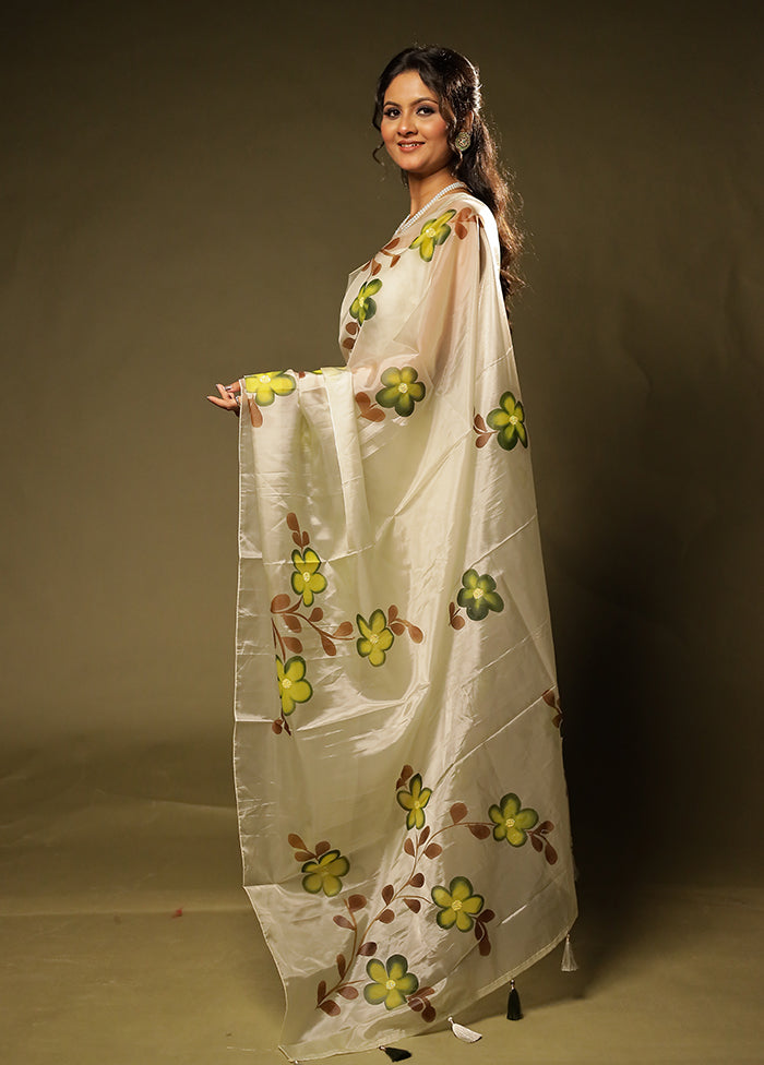 Green Organza Saree With Blouse Piece