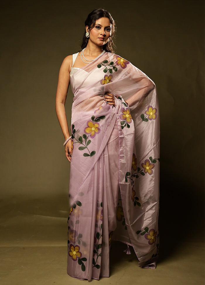 Purple Organza Saree With Blouse Piece