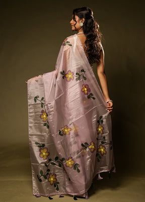 Purple Organza Saree With Blouse Piece