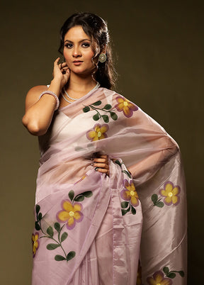 Purple Organza Saree With Blouse Piece