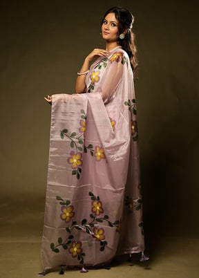 Purple Organza Saree With Blouse Piece