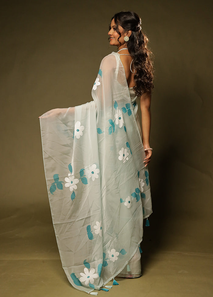 Green Organza Saree With Blouse Piece