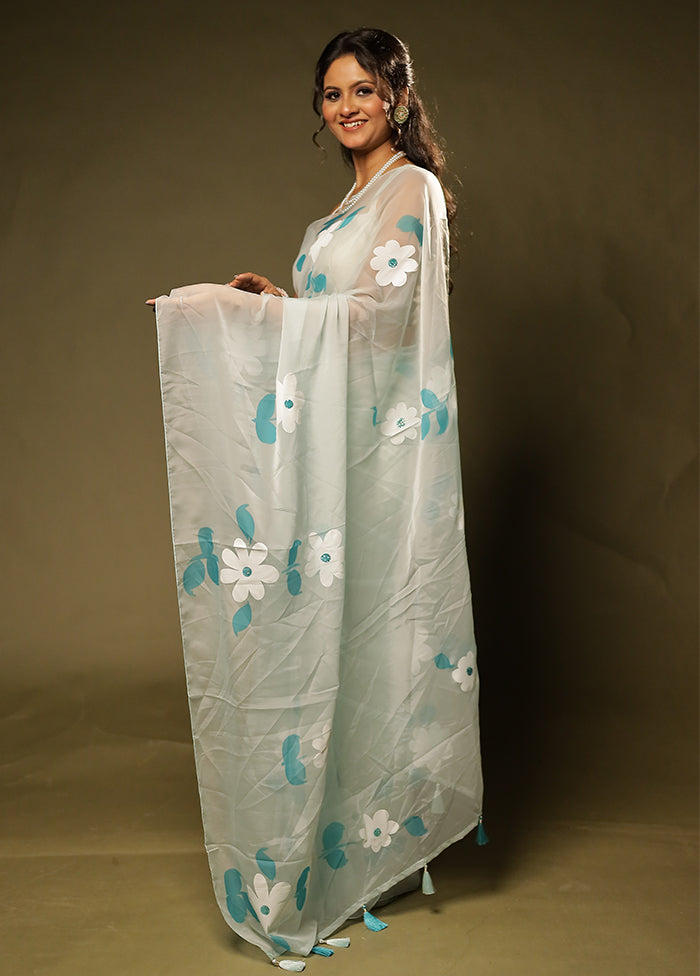 Green Organza Saree With Blouse Piece