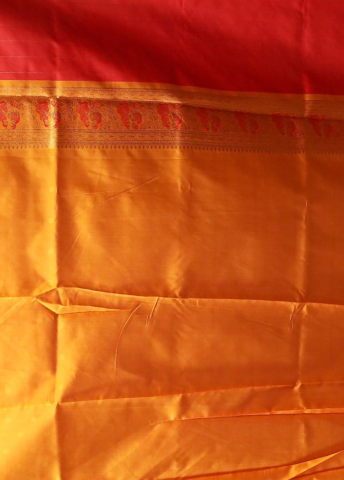 Red Baluchari Silk Saree With Blouse Piece