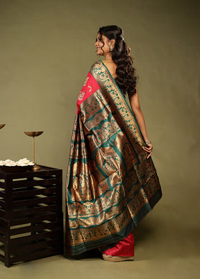 Pink Baluchari Silk Saree With Blouse Piece