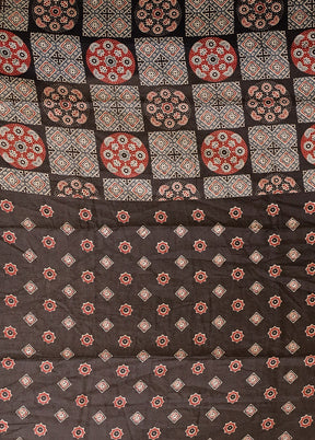 Black Printed Silk Saree Without Blouse Piece