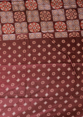 Maroon Printed Silk Saree Without Blouse Piece