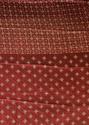 Maroon Printed Silk Saree Without Blouse Piece