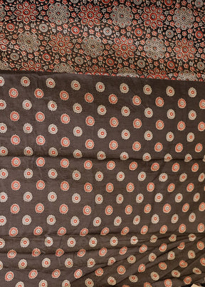 Black Printed Silk Saree Without Blouse Piece