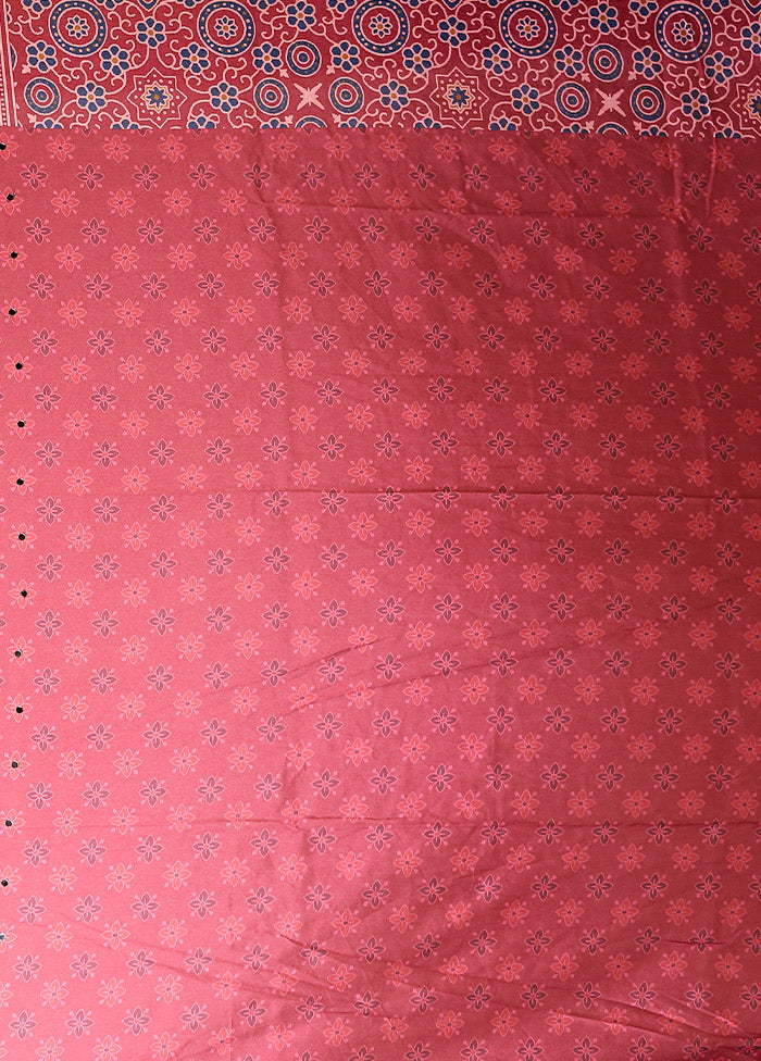 Pink Printed Silk Saree Without Blouse Piece