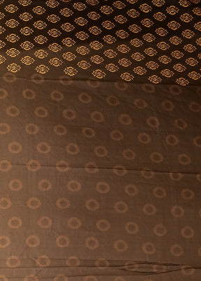 Black Printed Silk Saree Without Blouse Piece