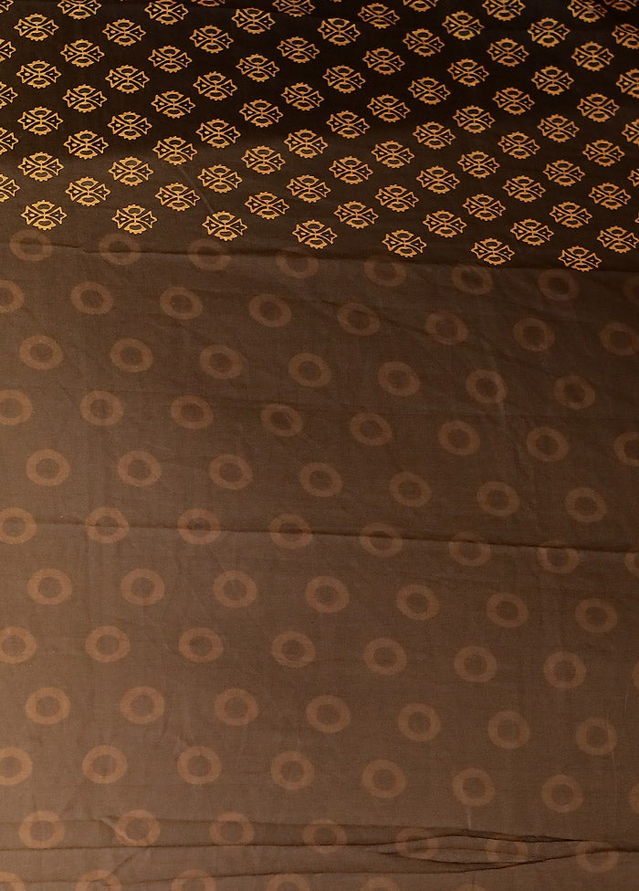 Black Printed Silk Saree Without Blouse Piece