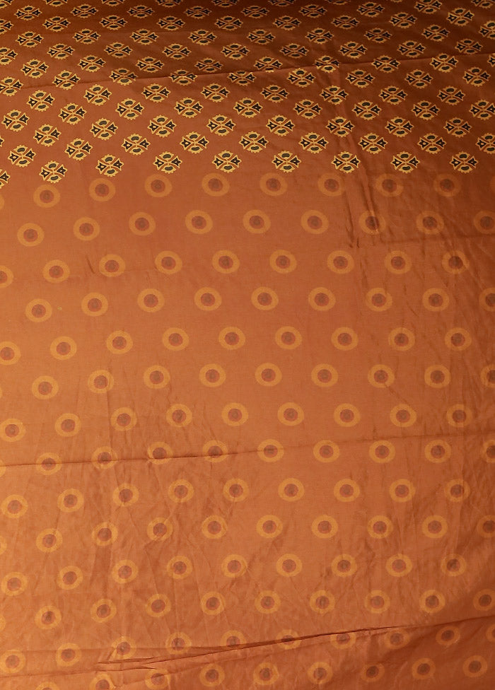 Yellow Printed Silk Saree Without Blouse Piece